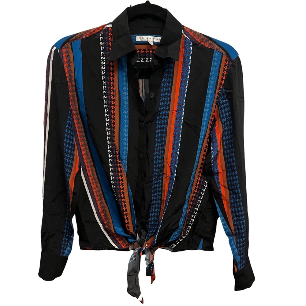 Trina Turk Striped Tie Front Button Down
